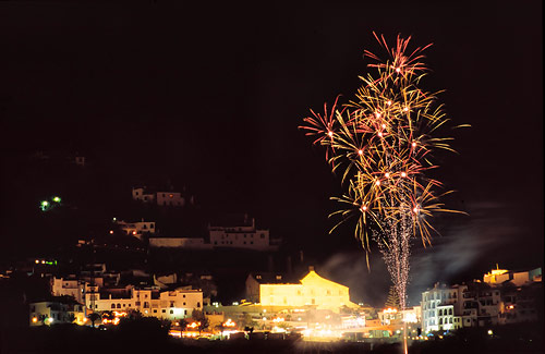 Fireworks over Frigiliana. Fireworks light up the Frigiliana night sky during one of the many festivals.